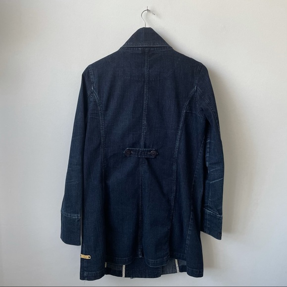 Blue Denim Jean Jacket Long Coat - Picture 5 of 12